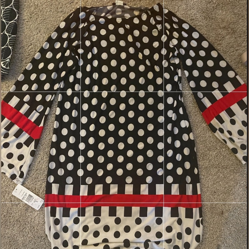 Stylish Polka Dot Kids Dress with Red Trim